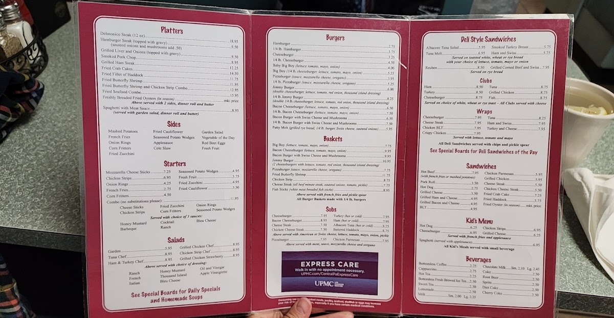 Papertown Dairy Bar & Restaurant Menu - Image 1